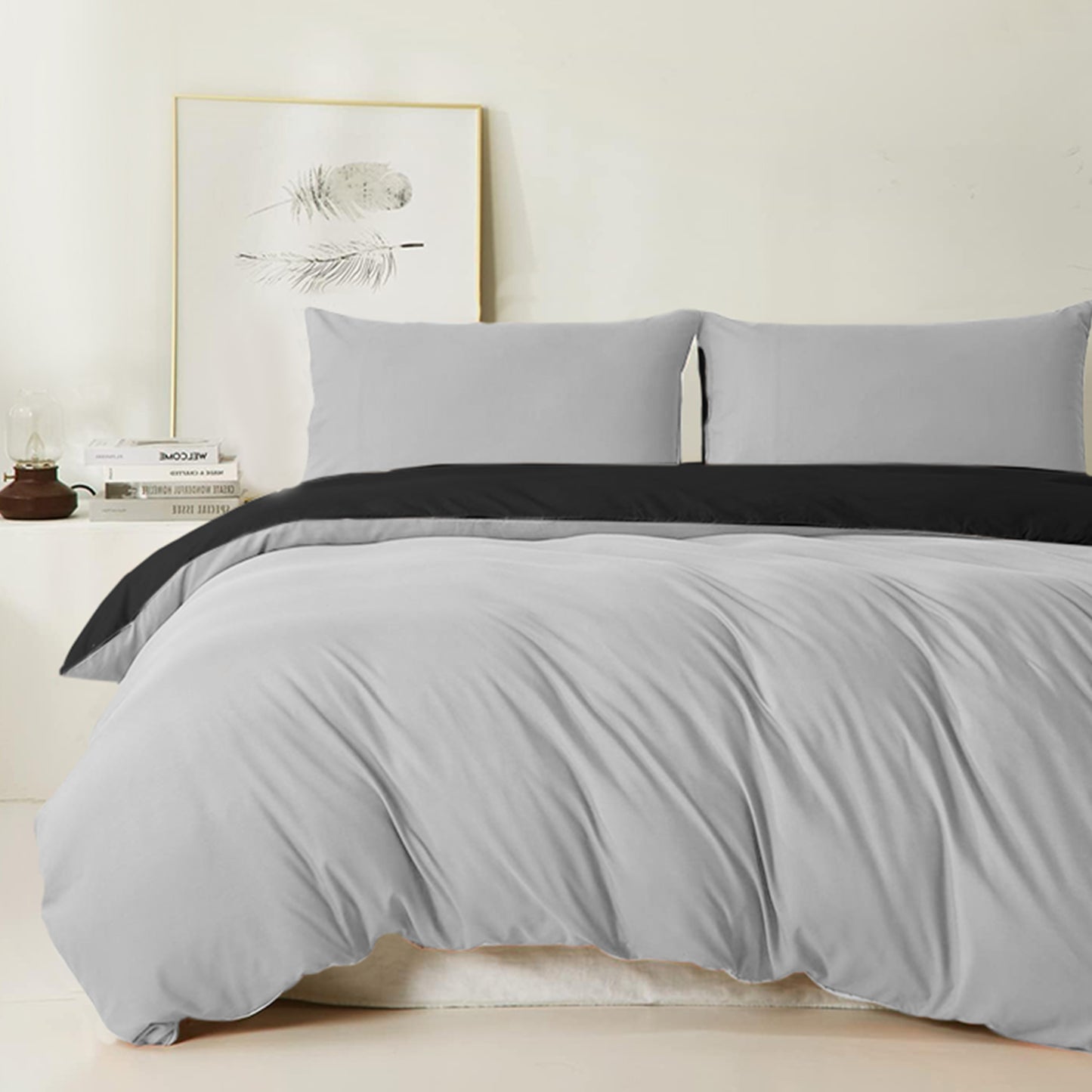 AR Ware Reversible Duvet Cover Set Washable Microfiber Soft Duvet Set with pillowcases Washable Single Double King Super King