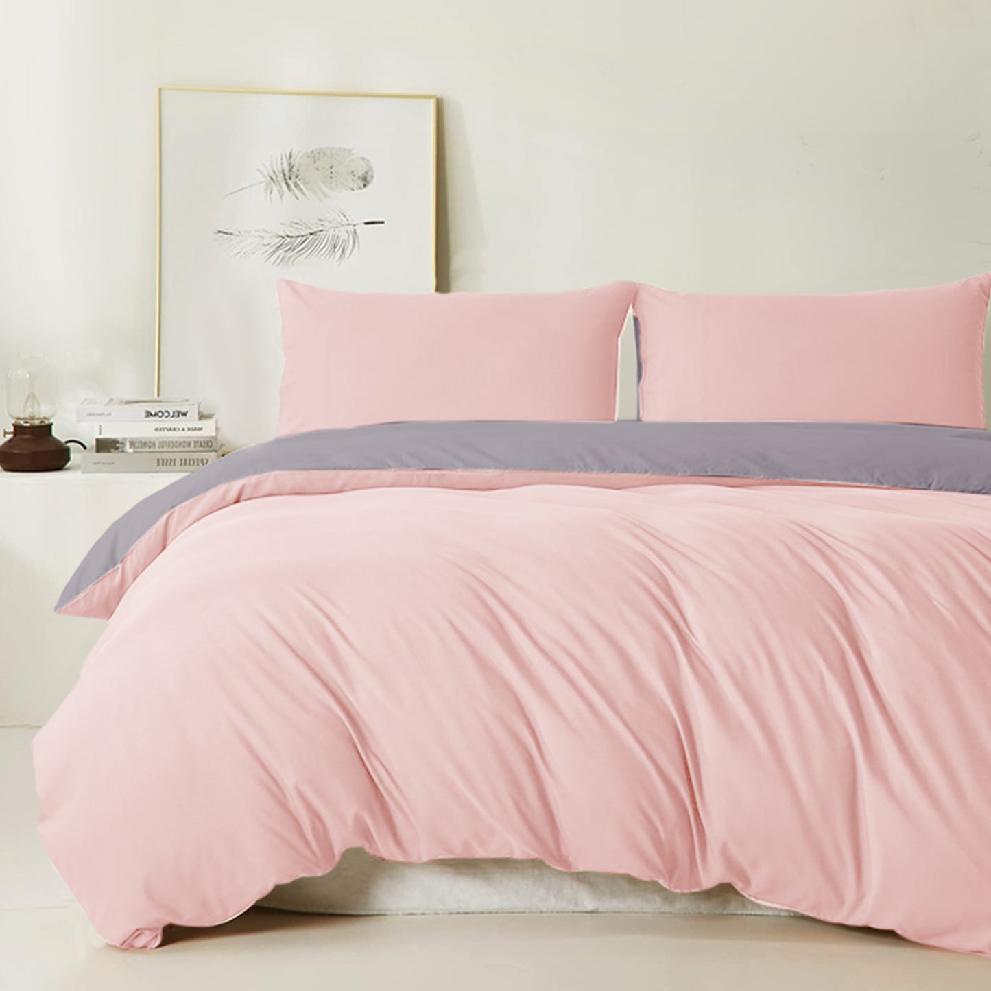 AR Ware Reversible Duvet Cover Set Washable Microfiber Soft Duvet Set with pillowcases Washable Single Double King Super King