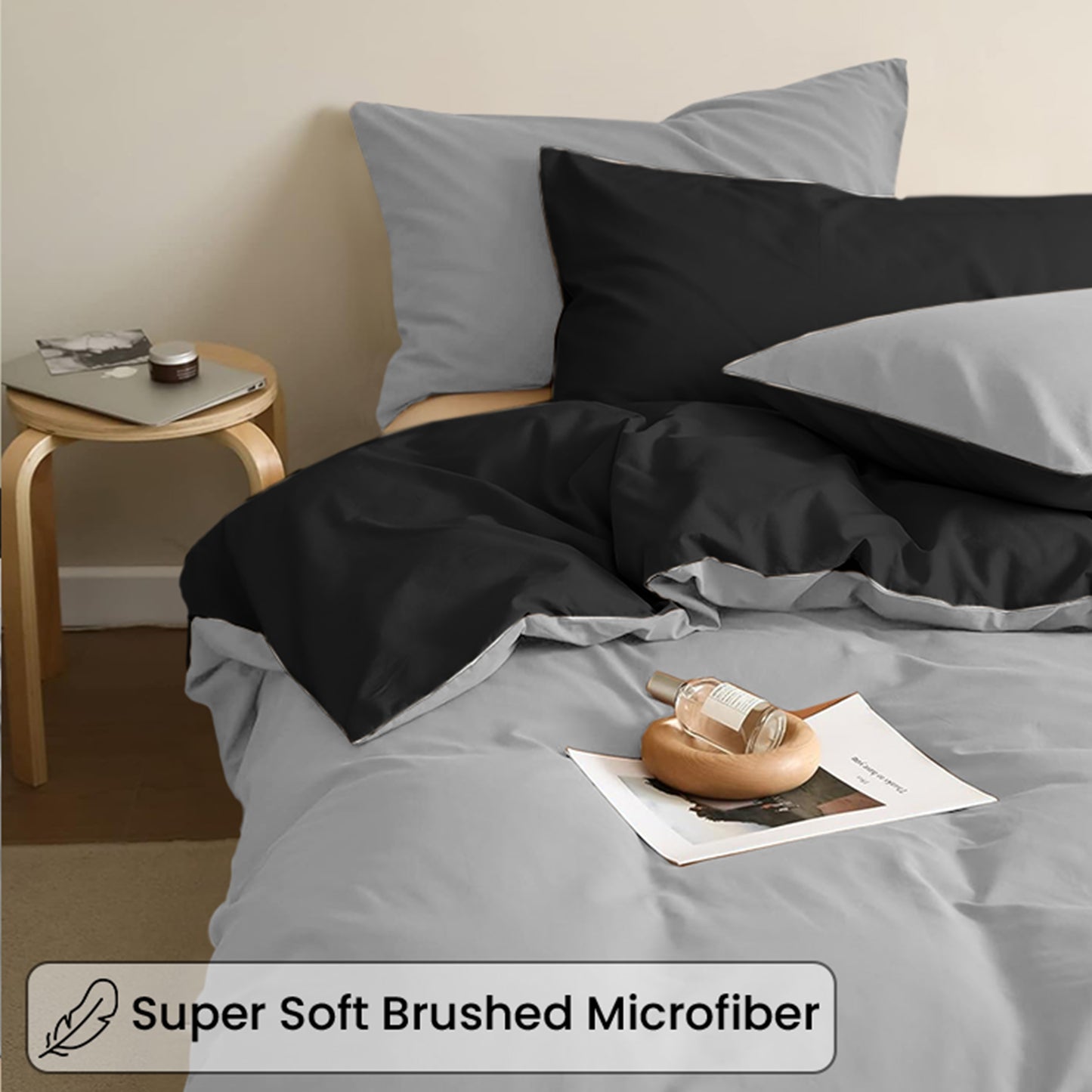 AR Ware Reversible Duvet Cover Set Washable Microfiber Soft Duvet Set with pillowcases Washable Single Double King Super King