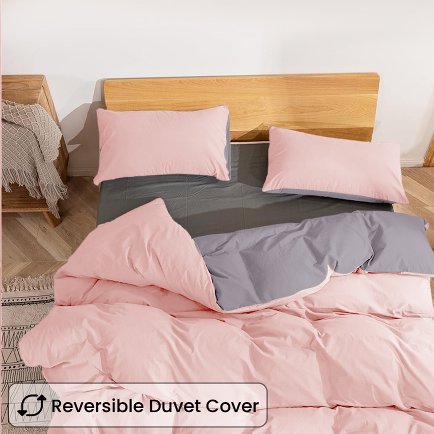 AR Ware Reversible Duvet Cover Set Washable Microfiber Soft Duvet Set with pillowcases Washable Single Double King Super King