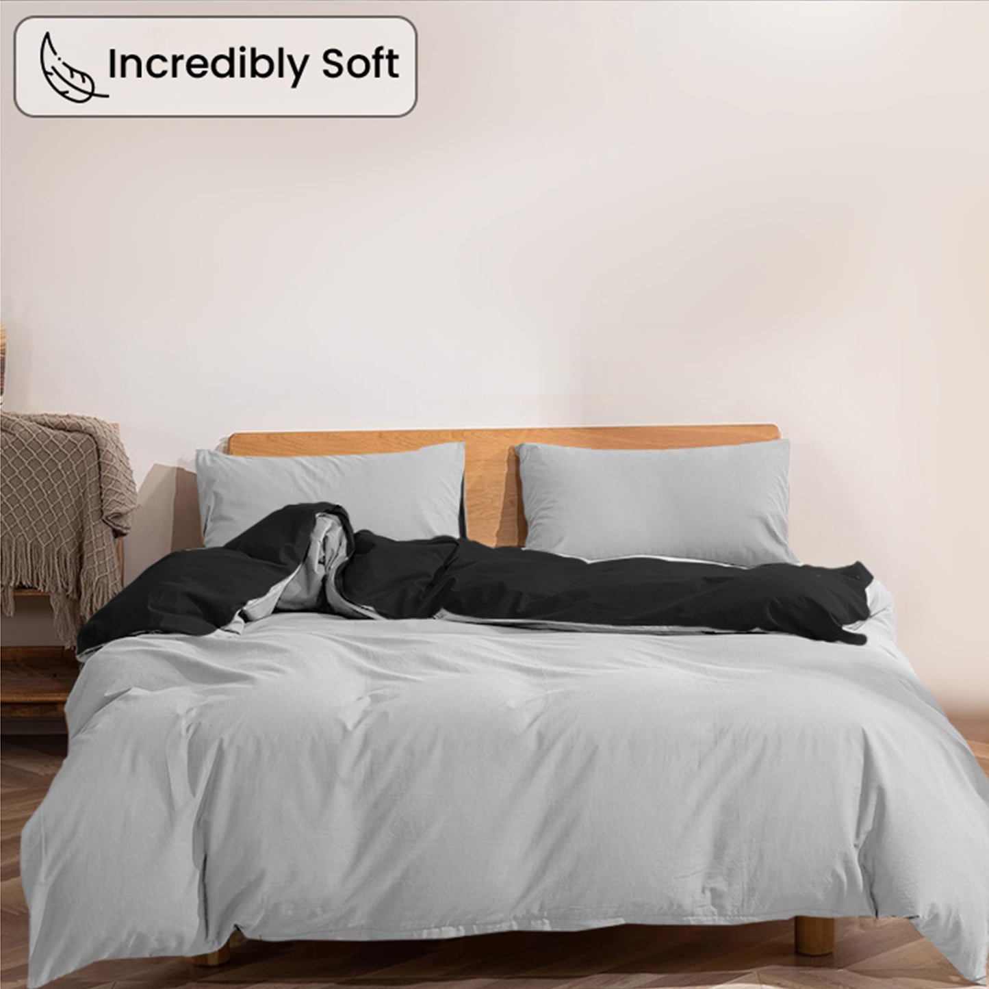 AR Ware Reversible Duvet Cover Set Washable Microfiber Soft Duvet Set with pillowcases Washable Single Double King Super King