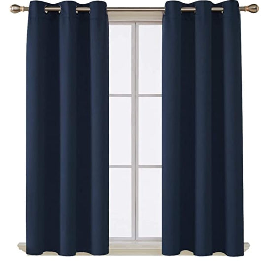 AR Ware Blackout Curtains For Bedroom - 2 Panels with Tie Backs and Eyelets Thermal Blackout Curtains - Energy Saving lightweight curtains, Noise Reducing, Soft Curtains Bedroom