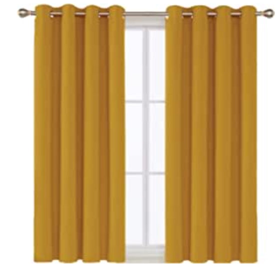 AR Ware Blackout Curtains For Bedroom - 2 Panels with Tie Backs and Eyelets Thermal Blackout Curtains - Energy Saving lightweight curtains, Noise Reducing, Soft Curtains Bedroom