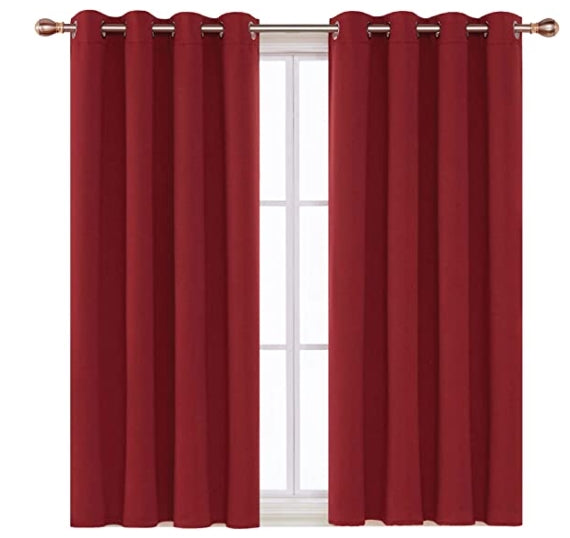 AR Ware Blackout Curtains For Bedroom - 2 Panels with Tie Backs and Eyelets Thermal Blackout Curtains - Energy Saving lightweight curtains, Noise Reducing, Soft Curtains Bedroom