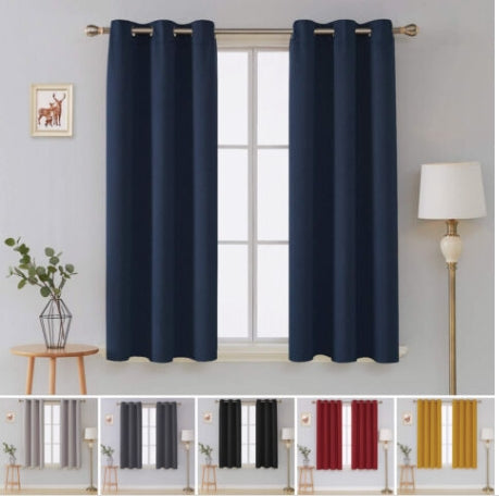 AR Ware Blackout Curtains For Bedroom - 2 Panels with Tie Backs and Eyelets Thermal Blackout Curtains - Energy Saving lightweight curtains, Noise Reducing, Soft Curtains Bedroom