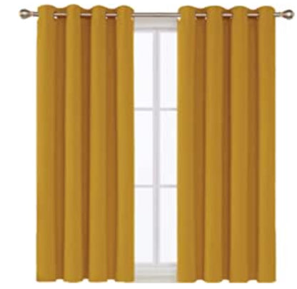 AR Ware Blackout Curtains For Bedroom - 2 Panels with Tie Backs and Eyelets Thermal Blackout Curtains - Energy Saving lightweight curtains, Noise Reducing, Soft Curtains Bedroom