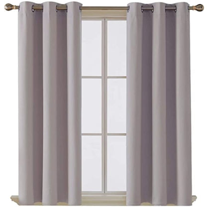 AR Ware Blackout Curtains For Bedroom - 2 Panels with Tie Backs and Eyelets Thermal Blackout Curtains - Energy Saving lightweight curtains, Noise Reducing, Soft Curtains Bedroom